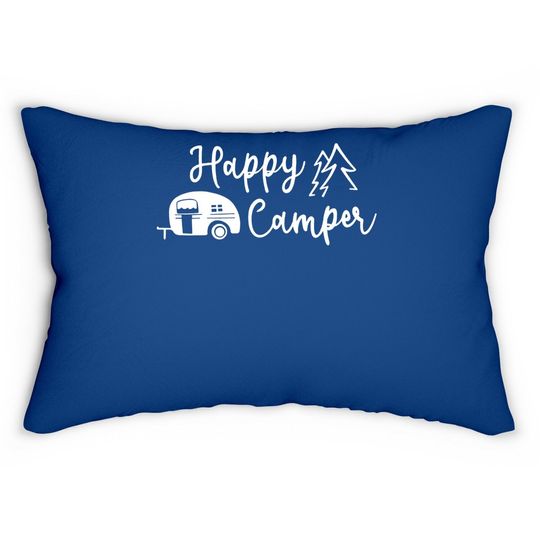Discover Hiking Camping Lumbar Pillow For Funny Graphic Lumbar Pillow Lumbar Pillow Happy Camper Letter Print Casual Lumbar Pillow Tops