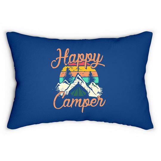 Discover Happy Camper Lumbar Pillow For Funny Cute Graphic Lumbar Pillow Short Sleeve Letter Print Casual Lumbar Pillow Lumbar Pillow
