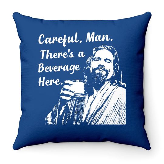 Discover Big Lebowski Throw Pillow Funny Movie Quote Throw Pillow Vintage 90s The Dude Abides Careful Man There's A Beverage Here