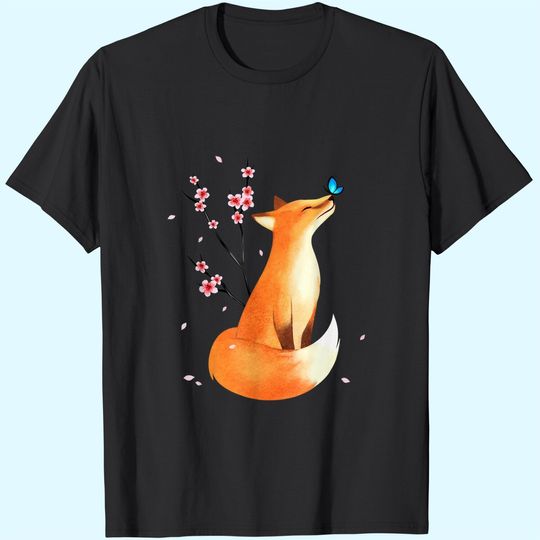 Discover Fox Japanese Cherry Blossom Flower Vintage Gift T Shirt