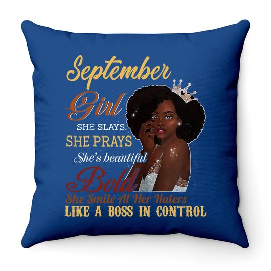 Discover September Girl She Slays She Prays Beautiful Birthday Throw Pillow
