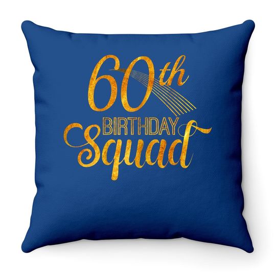 Discover 60th Birthday Squad Party Bday Yellow Gold Throw Pillow
