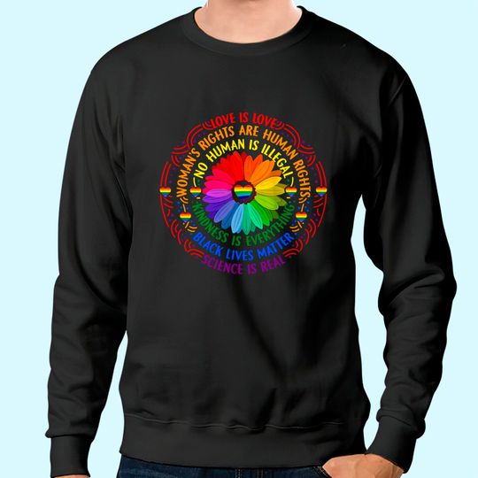Discover Rainbow Black Lives Matter Science LGBT Pride Flower Sweatshirt