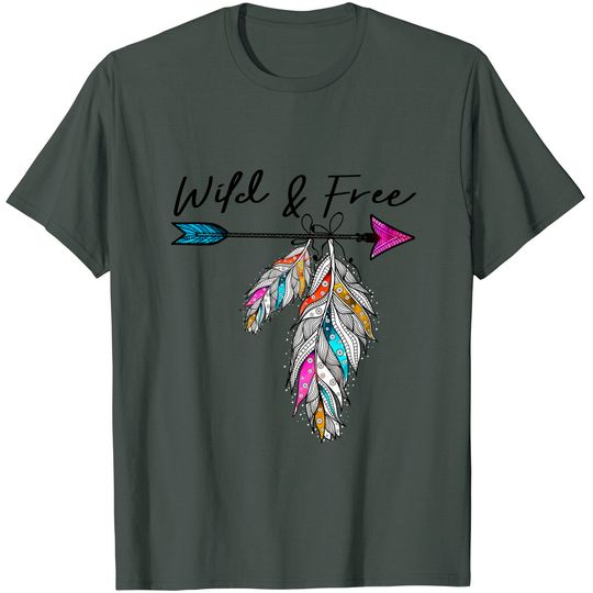 Discover Wild And Free Bohemian Native Arrow Feathers Boho T-Shirt