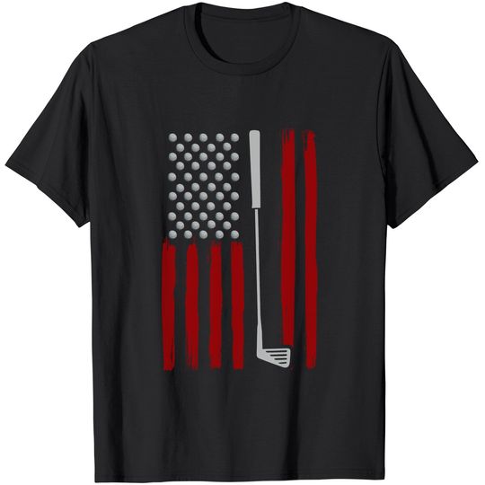 Discover Retro American Flag Golf Gift for Golfer Funny Golf Club T-Shirt