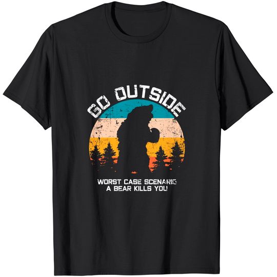 Discover Funny Animal Go Outside Get Eaten By Bear T-Shirt