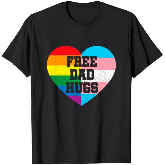 Discover Mens Free Dad Hugs Pride LGBT Rainbow Flag Family T-Shirt