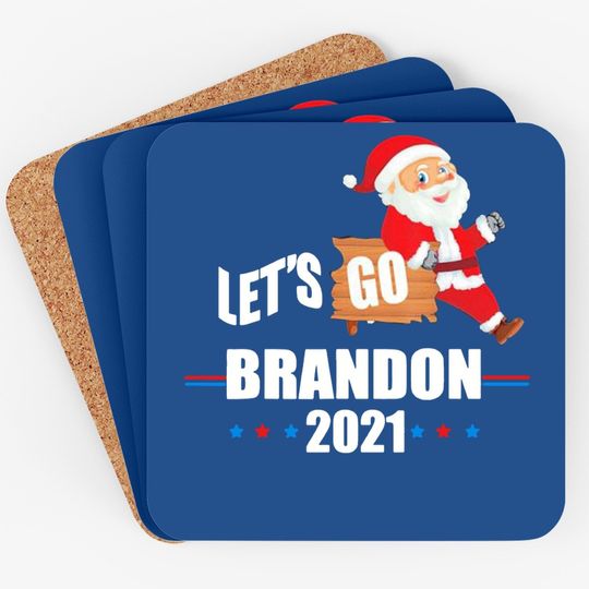 Discover Happy Christmas Santa Let’s Go Brandon 2021 Coasters