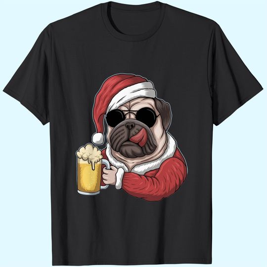 Discover Dog Beer Wearing A Santa Christmas T-Shirts