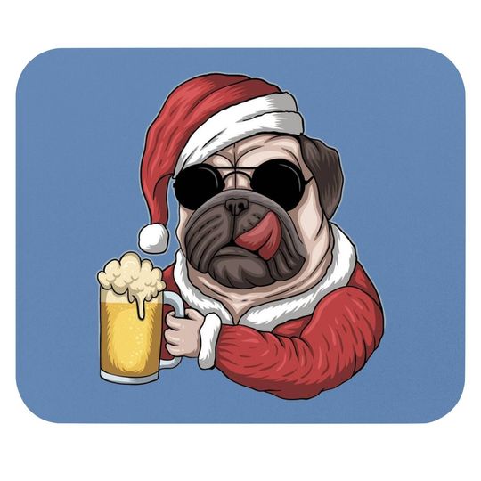 Discover Dog Beer Wearing A Santa Christmas Mouse Pads