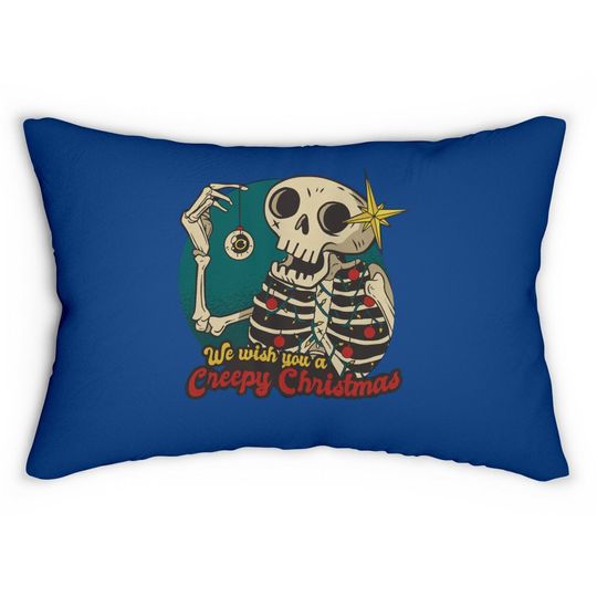 Discover Skeleton Cartoon We Wish You A Creepy Christmas Pillows