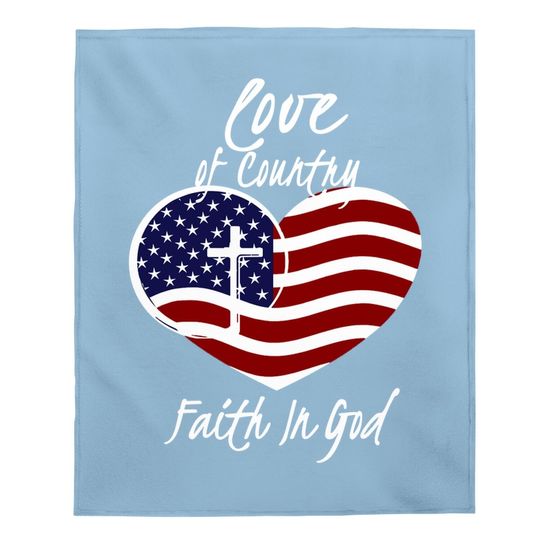Discover Patriotic Christian Faith In God Heart Cross American Flag Baby Blanket