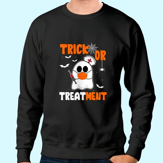 Discover Trick Or Treatment Boo Crew Funny Halloween Nurse Nursing Sweatshirt