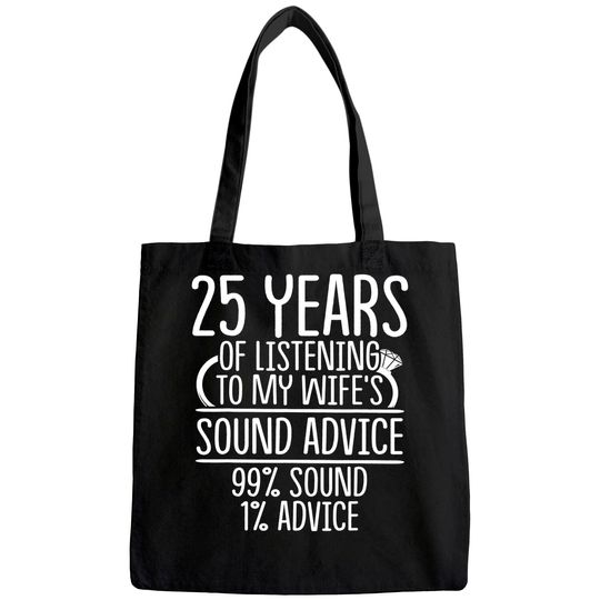 Discover 25th 25 year Wedding Anniversary Gift Listen Husband Wife Tote Bag