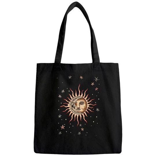 Discover Vintage Sun and Moon Graphic Tote Bag