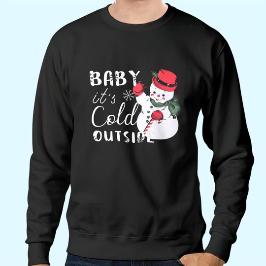 Discover Baby It's Cold Outside Christmas Plaid Splicing Snowman Sweatshirts