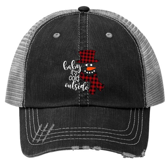 Discover Baby It's Cold Outside Remimi Girl's Christmas Buffalo Plaid Raglan Patchwork Trucker Hats