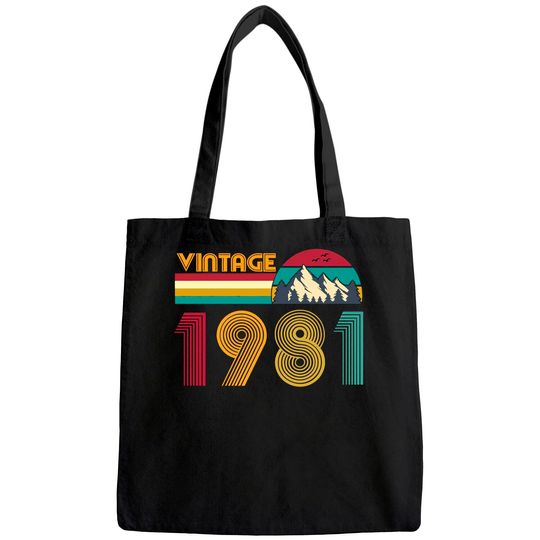Discover 40th Birthday Gift 40 Years Old Men Women Retro Vintage 1981 Tote Bag