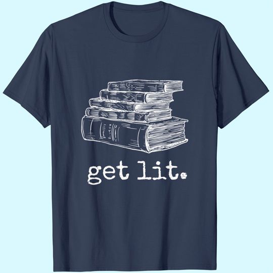 Discover Womens Get Lit with Books Funny Meme V-Neck T-Shirt