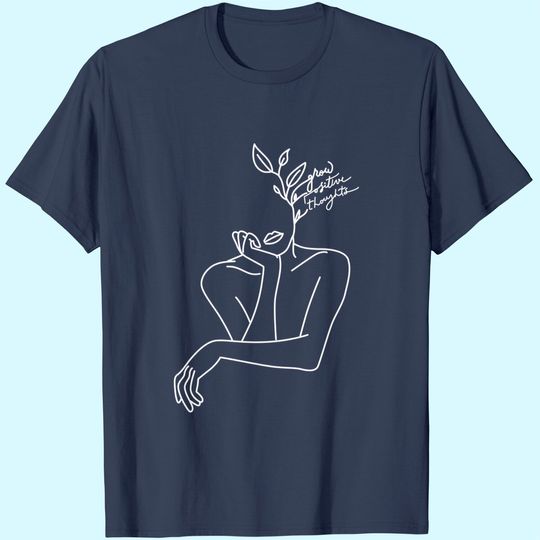 Discover Line Drawing Art T-Shirt, Grow Positive Thoughts, Face Shirts, Artistic Shirts, Abstract Drawing T Shirt