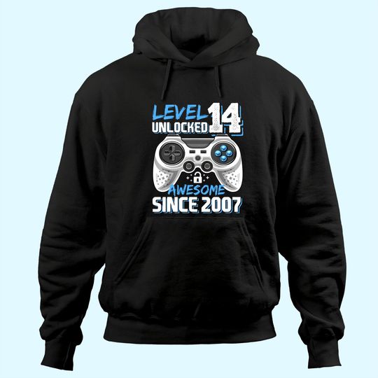 Discover Level 14 Unlocked Awesome 2007 Video Game 14th Birthday Hoodie