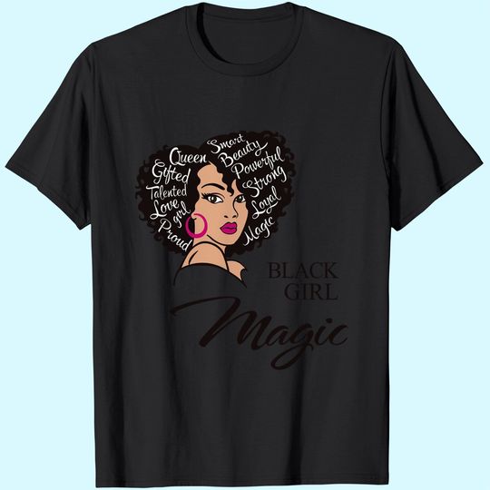 Discover Black Girl Magic Shirts for Women Melanin Afro Woman Tshirts Black Girl Tee Afro Queen Black Pride Short Sleeve Tops