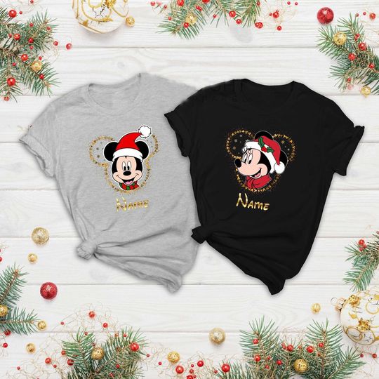 Discover Personalized Disney Christmas Mickey And Minnie T-shirt
