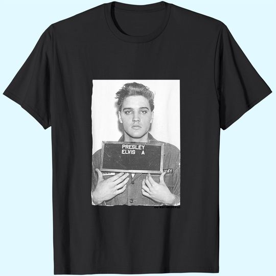 Discover Elvis Presley Army Mug Shot Juniors' Sheer Fitted V-Neck T Shirt