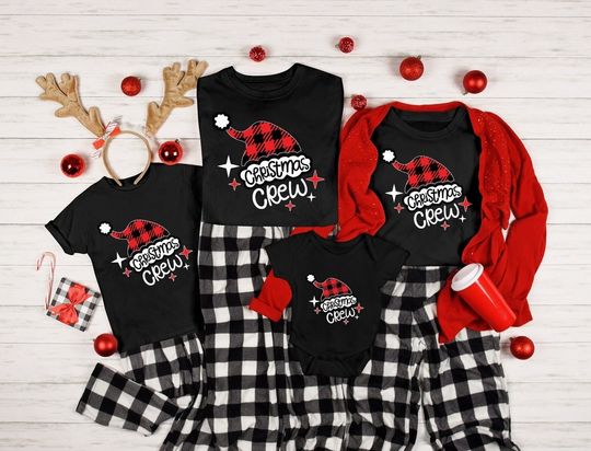 Discover Christmas Crew Santa Hat Family Matching T Shirt
