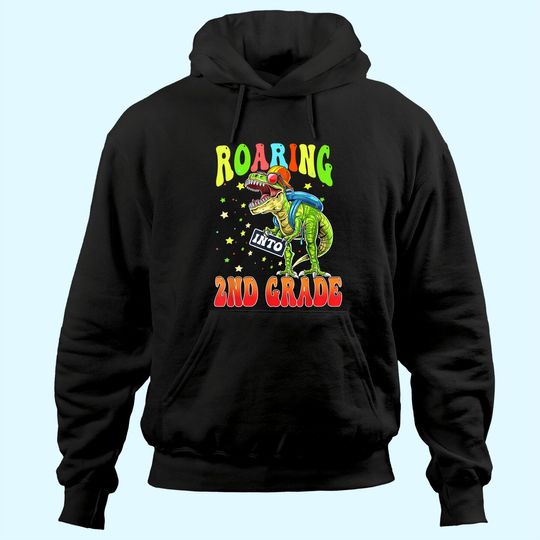 Discover Roaring Into 2nd Grade Dinosaur Back to School Boys Hoodie