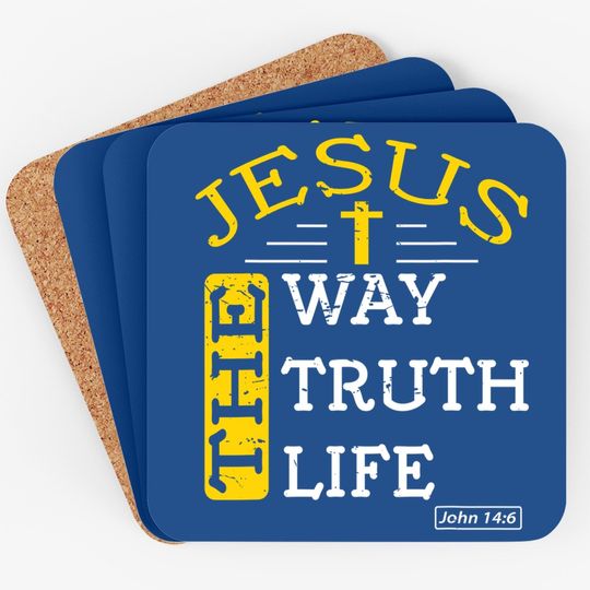 Discover Christian Bible Verse 14:6 Gift Coaster