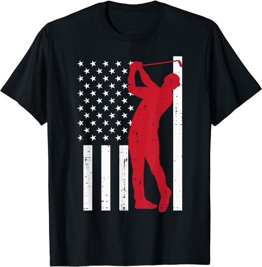 Discover Flag Golfer Vintage Golfing Patriotic Golf Lover Men Women T-Shirt
