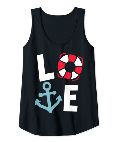 Discover Anchor Love Boat Pontoon Captain Boating Tank Top
