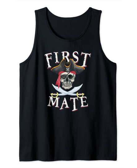 Discover First Mate Pirate Hat Skull Nautical Sailing Tank Top