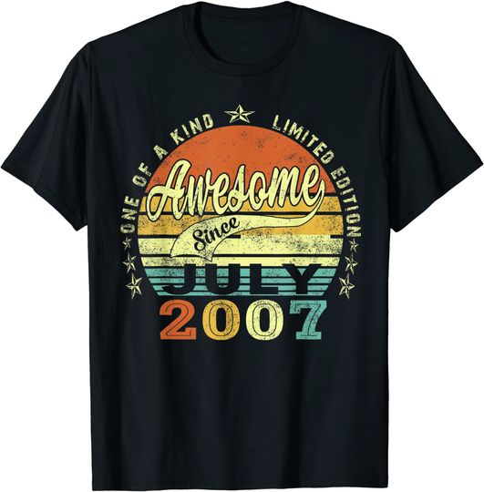 Discover 14 Years Old Awesome Since July 2007 T-Shirt