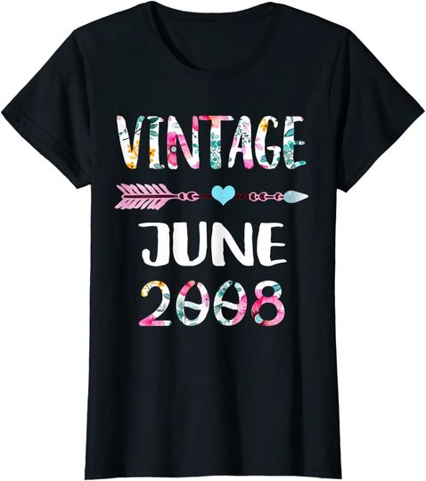 Discover June Girls 2008 13th Birthday Vintage Since 2008 T-Shirt