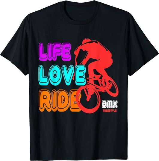 Discover Vintage Life Love Ride BMX Freestyle Drirt Bike Bking T-Shirt