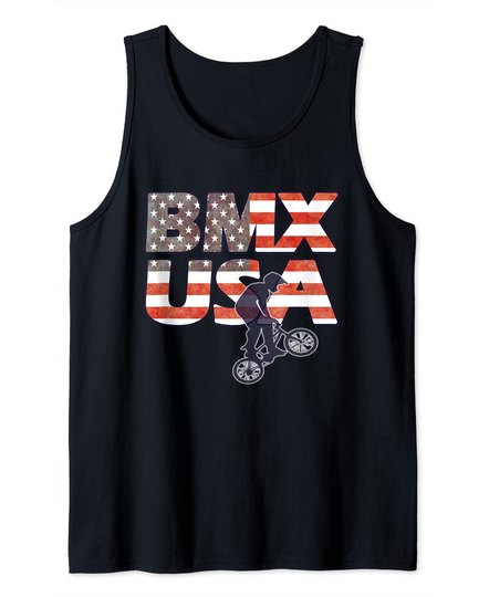 Discover BMX USA Mens Womens Freestyle Cycling Team American Flag Tank Top