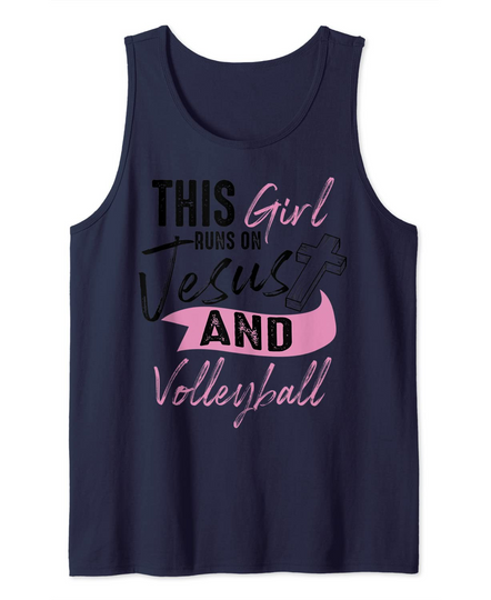 Discover Volleyball Girl Run On Jesus Tank Top