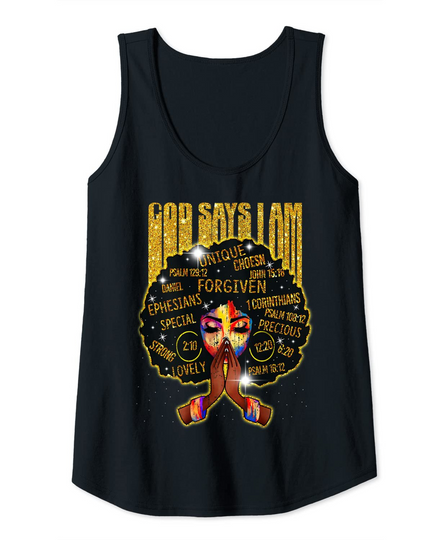 Discover Womens African God Say I Am For Women - Gold Black Girl Magic Tank Top
