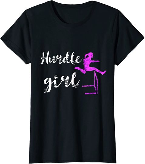 Discover Hurdle Girl Hurdling Track And Field Hurdler Jumping Athlete T-Shirt