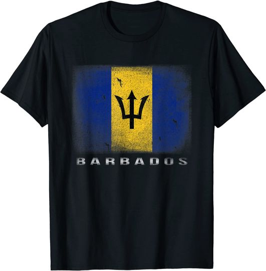 Discover Barbados Flag Trident Souvenir T Shirt