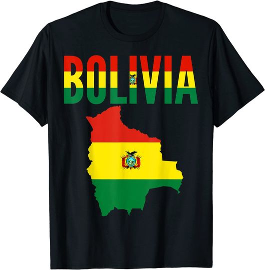 Discover Bolivia Country Map Flag T Shirt