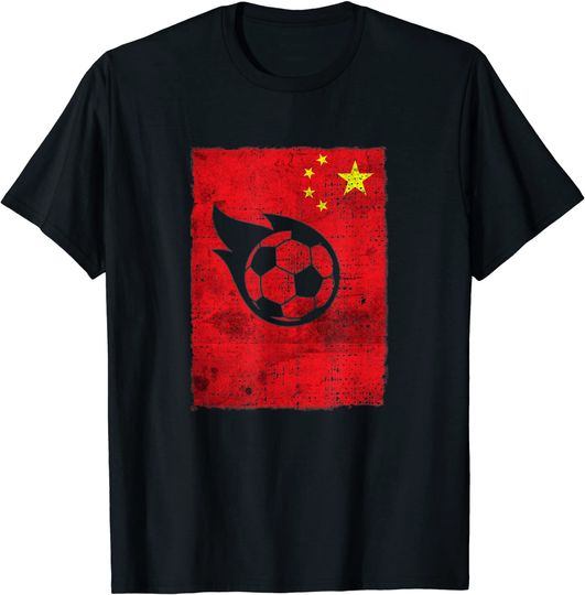 Discover China Soccer Chinese Flag Vintage Grunge Art T-Shirt