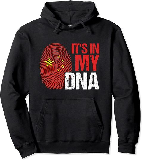 Discover Its In My DNA China Flag Country Fingerprint Patriotic Gift Pullover Hoodie