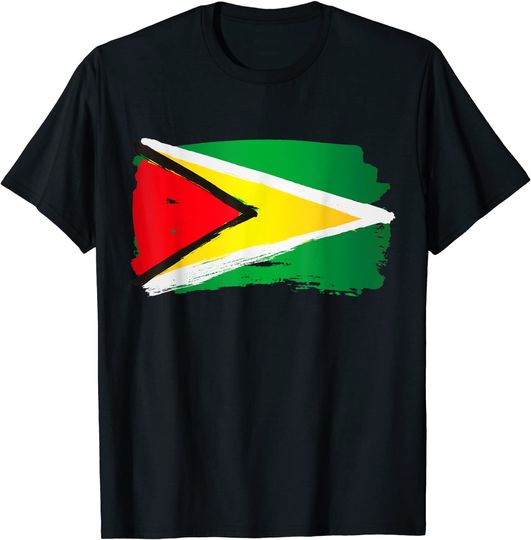 Discover Guyana Flag Paint Style T Shirt