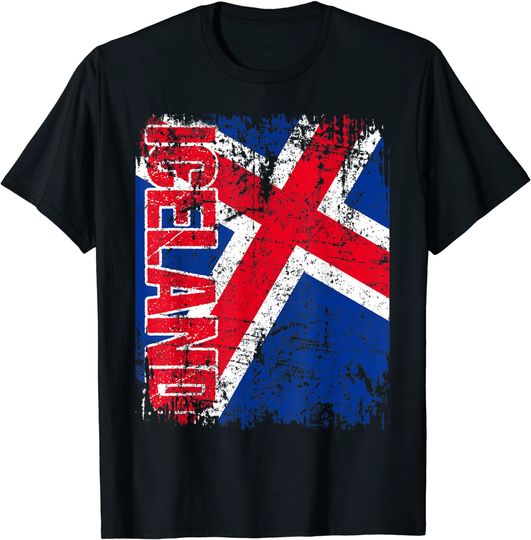 Discover Iceland Flag Vintage Distressed T Shirt