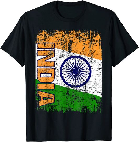 Discover Vintage Distressed Indian Flag India T Shirt
