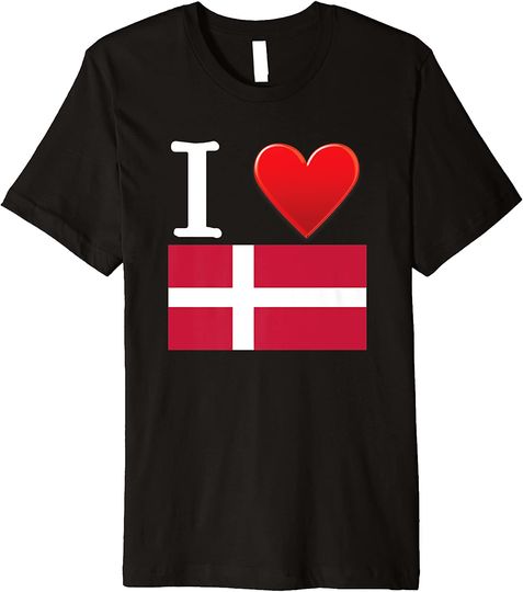 Discover I Heart Love Denmark Danish Flag Premium T-Shirt