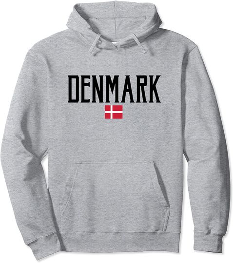 Discover Denmark Flag Vintage Black Text Pullover Hoodie